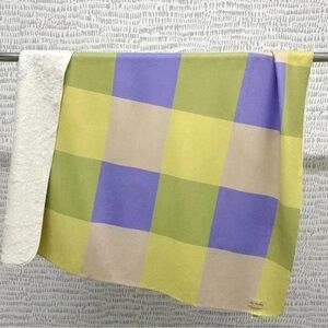 Free People x Ri Ri Ku Pastel Cowgirl Sherpa Plaid Throw Blanket Purple/Green